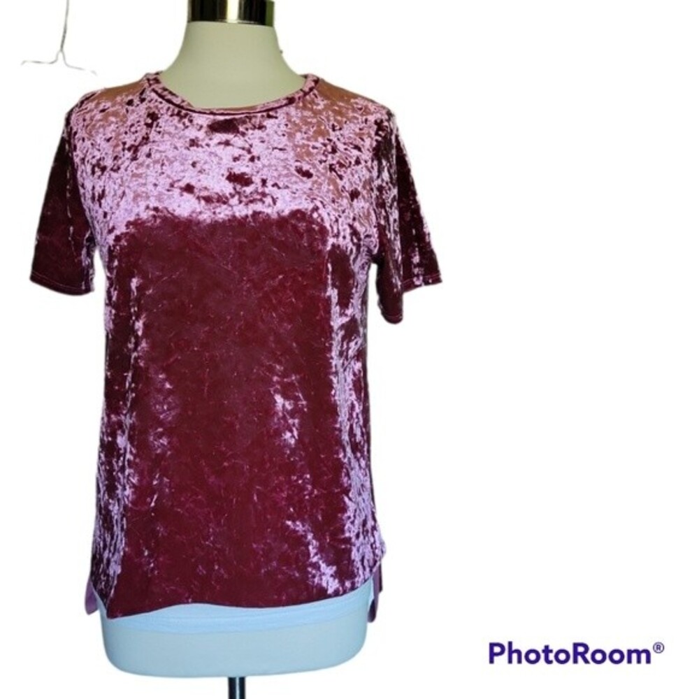 COTTON BLEU PINK CRUSHED VELVET TEE - S